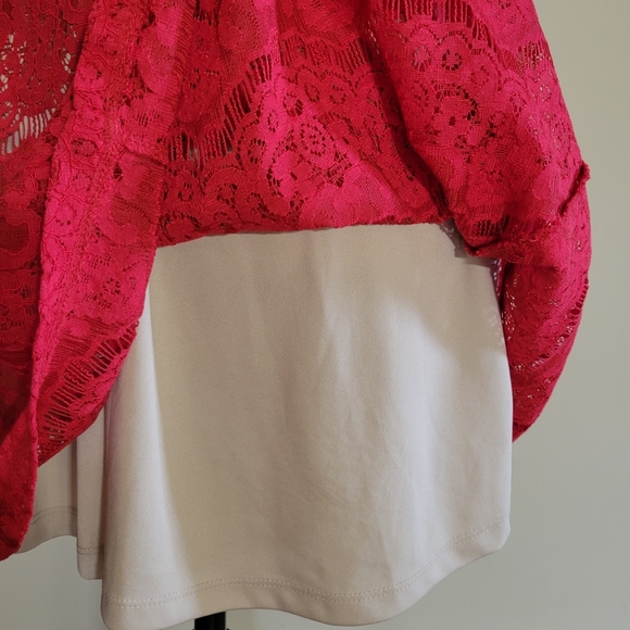 Love, Fire Red Lace Sleeveless Formal Short Dress - Picture 6 of 6